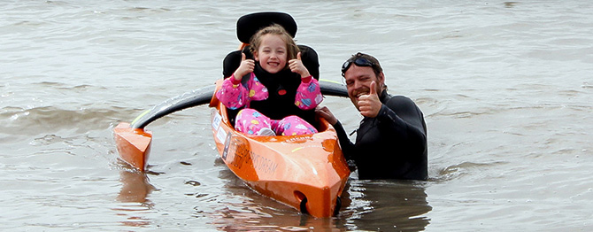 Imogen in a boat