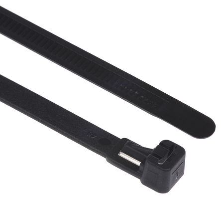 131-22510 | HellermannTyton Black Nylon Releasable Cable Tie, 250mm x 7 ...