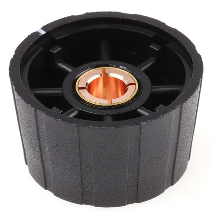 Sifam Potentiometer Knob, Body: Black, Grey, Dia. 29mm with a White Indicator, 6mm Shaft