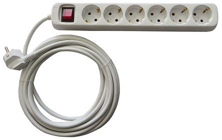 HKX-6N-5M | Type F - German Schuko 6 Gang Extension socket 5m Cable ...